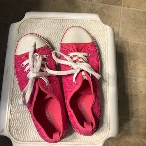 Bright pink with sequins